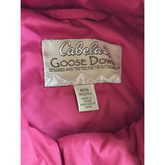 Women's Sz M Cabela's Goose Down 550 Full Zip Puffer Vest Pink Pockets Hiking - Picture 5 of 8